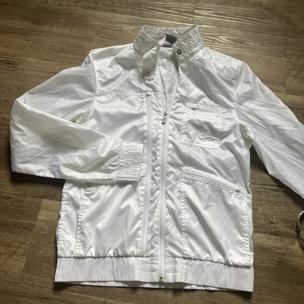 Nike lightweight summer jacket white Wet Look Sizeā Small vintage Womens